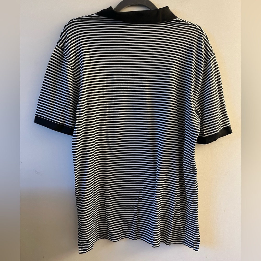 Ralph Lauren Purple Label Cotton Black and White Striped Polo Shirt - Picture 10 of 11